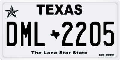TX license plate DML2205
