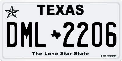 TX license plate DML2206