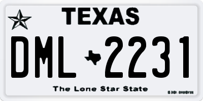 TX license plate DML2231