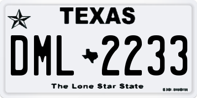 TX license plate DML2233