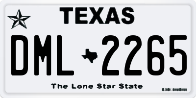 TX license plate DML2265