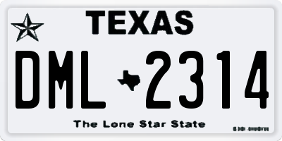 TX license plate DML2314