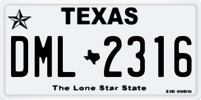 TX license plate DML2316