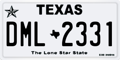 TX license plate DML2331