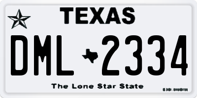 TX license plate DML2334