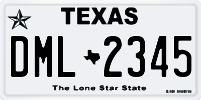 TX license plate DML2345