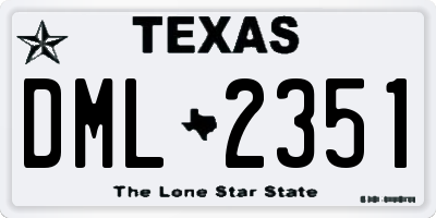 TX license plate DML2351