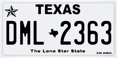 TX license plate DML2363