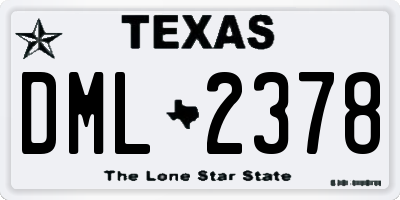 TX license plate DML2378