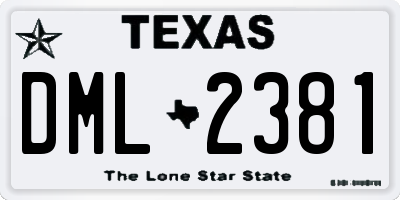TX license plate DML2381