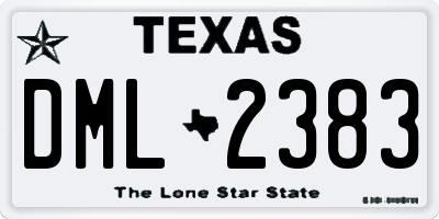 TX license plate DML2383