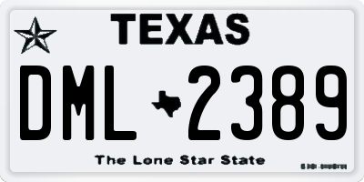 TX license plate DML2389