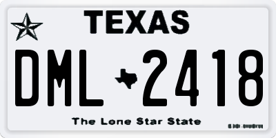 TX license plate DML2418