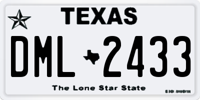 TX license plate DML2433