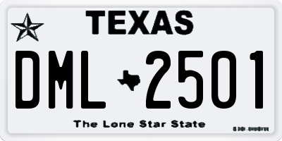 TX license plate DML2501
