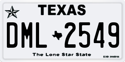 TX license plate DML2549