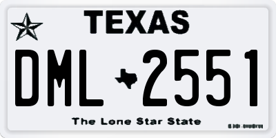 TX license plate DML2551