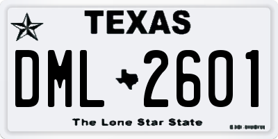 TX license plate DML2601