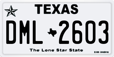 TX license plate DML2603
