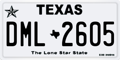 TX license plate DML2605