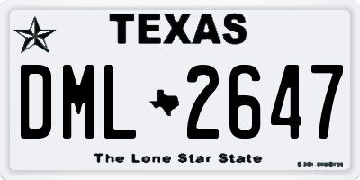 TX license plate DML2647
