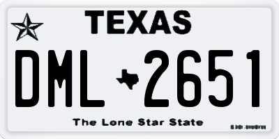 TX license plate DML2651