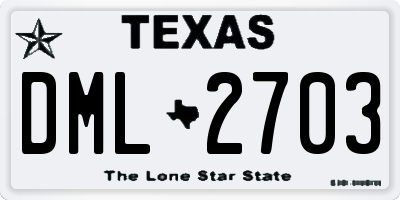 TX license plate DML2703