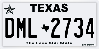 TX license plate DML2734