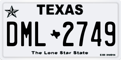 TX license plate DML2749