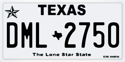TX license plate DML2750
