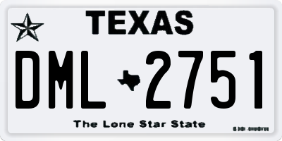 TX license plate DML2751