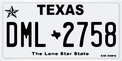 TX license plate DML2758