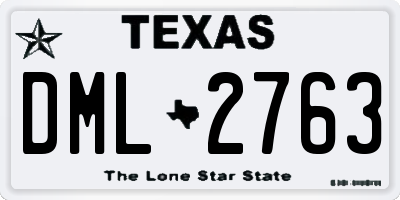 TX license plate DML2763