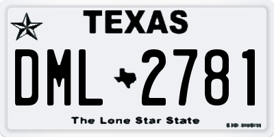TX license plate DML2781