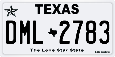 TX license plate DML2783