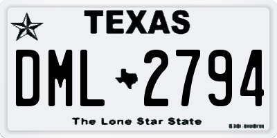 TX license plate DML2794