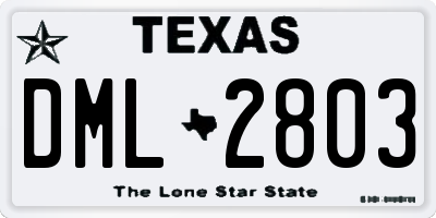 TX license plate DML2803