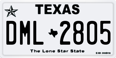 TX license plate DML2805