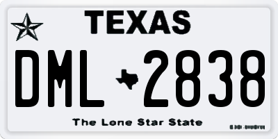 TX license plate DML2838