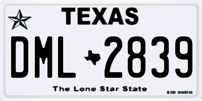 TX license plate DML2839