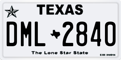 TX license plate DML2840