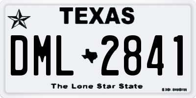 TX license plate DML2841