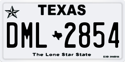 TX license plate DML2854