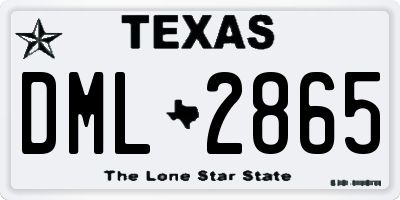 TX license plate DML2865
