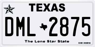 TX license plate DML2875