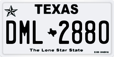 TX license plate DML2880