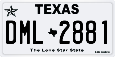 TX license plate DML2881