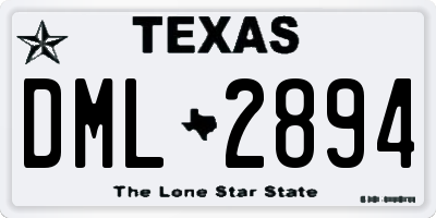 TX license plate DML2894