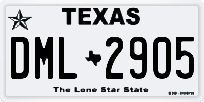 TX license plate DML2905