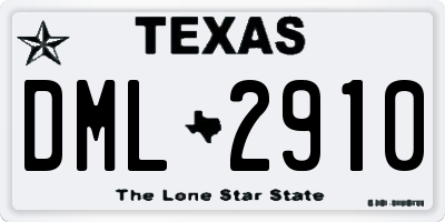 TX license plate DML2910